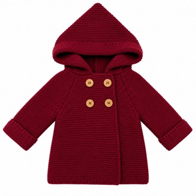 CHAQUETA CRUZADA DE PUNTO BURDEOS CHAQUETA CRUZADA DE PUNTO BURDEOS