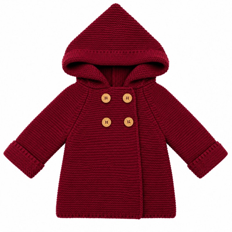 CHAQUETA CRUZADA DE PUNTO BURDEOS